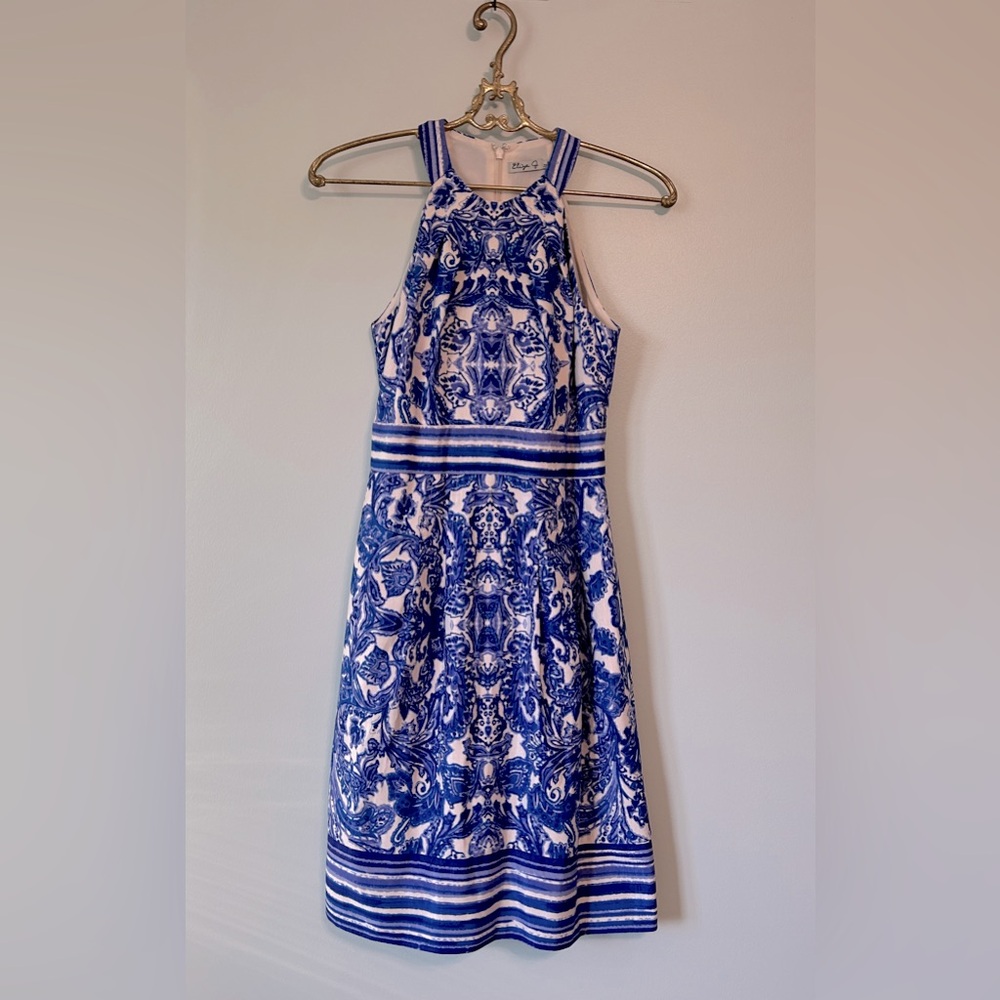 Beautiful blue / cream Eliza J size 2 dress